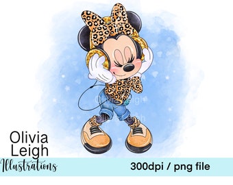 Minnie Cute Leopard Print Clipart PNG Files DIGITAL DOWNLOAD