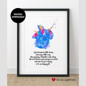 Fairy Godmother Watercolour Art Print-Wall Art-Gift-Nursery DIGITAL DOWNLOAD Printable