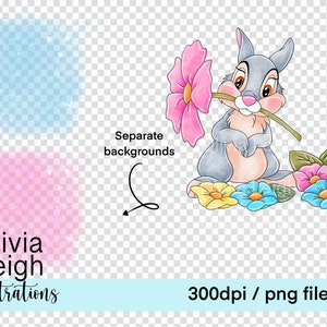 Ensemble de fichiers Bambi et Panpan mignons Clipart PNG TÉLÉCHARGEMENT NUMÉRIQUE imprimable. Modèle sans couture pour enfants inclus image 5