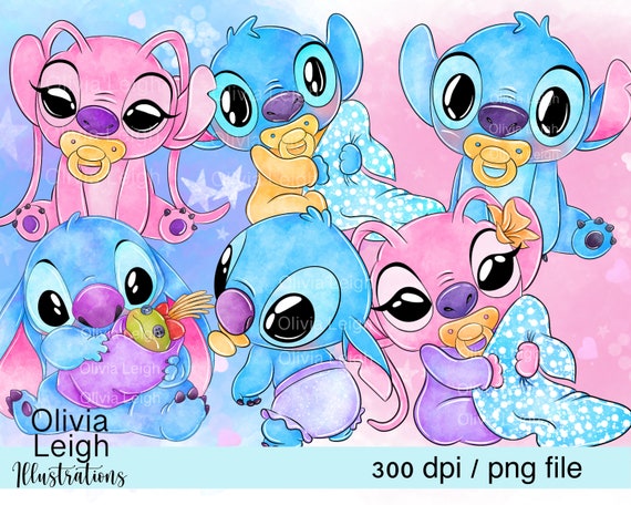 Stitch and Angel Clipart PNG Files DIGITAL DOWNLOAD Printable 
