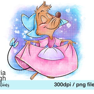 Linda princesa Cenicienta Gus ratones Clipart Sublimación Archivos PNG DESCARGA DIGITAL Imprimible