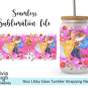 Principessa Belle, La bella e la bestia, Wrap PNG File DOWNLOAD DIGITALE Design del bicchiere da 16 once