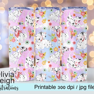 Dalmatiner Hunde Sublimationsdesign Cup Wrap DIGITAL DOWNLOAD 20 Unzen Skinny Tumbler Design