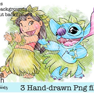 Lilo And Stitch Summer Hula Cute Clipart PNG Files DIGITAL DOWNLOAD Printable