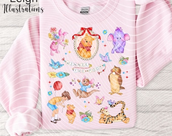 Winnie The Pooh PNG Locket Bow Coquette Style Shirt Design File DIGITAL DOWNLOAD