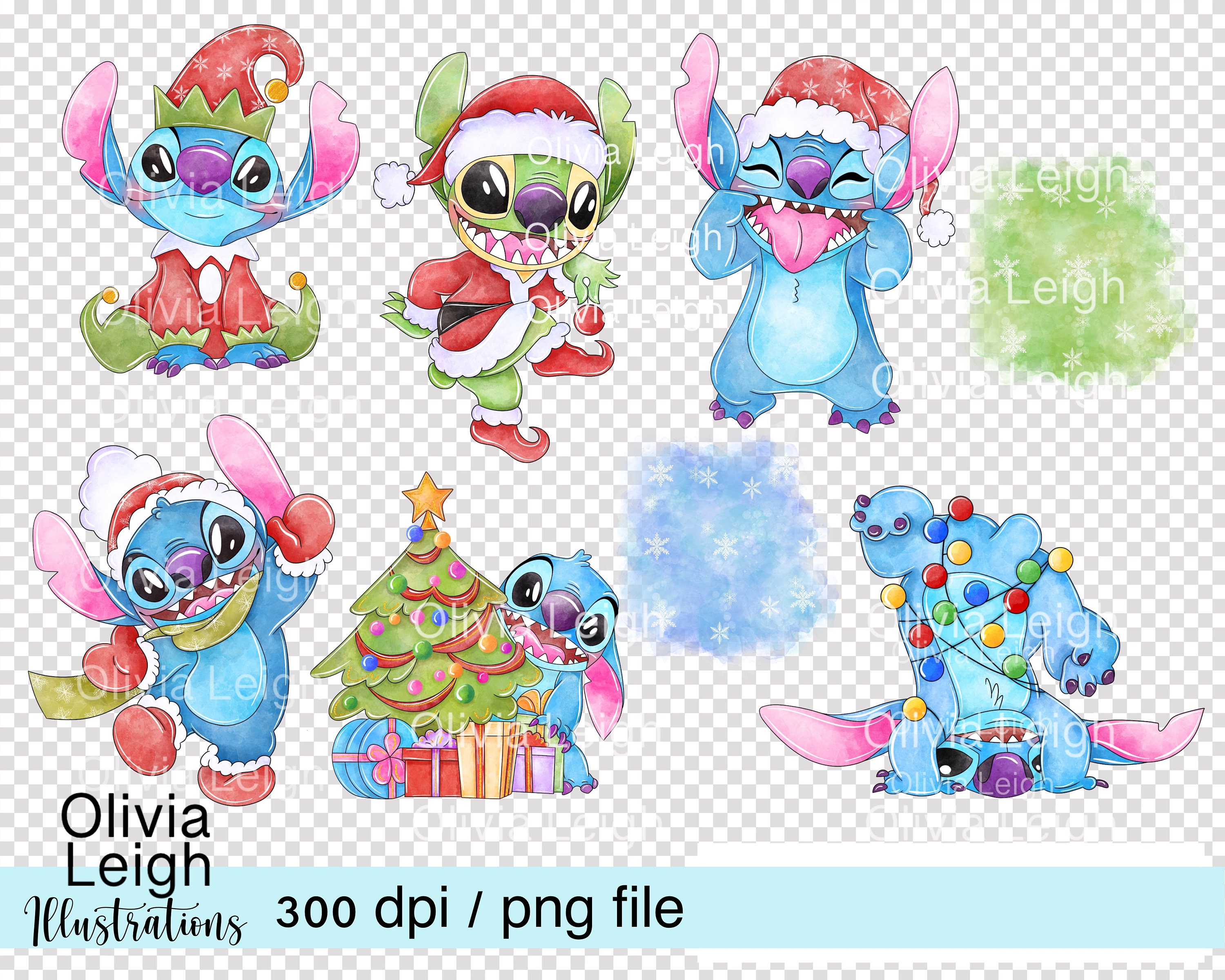 Set Of Stitch Cute Christmas Watercolour Nursery Etsy Il Fullxfull.4360551324 E8c3