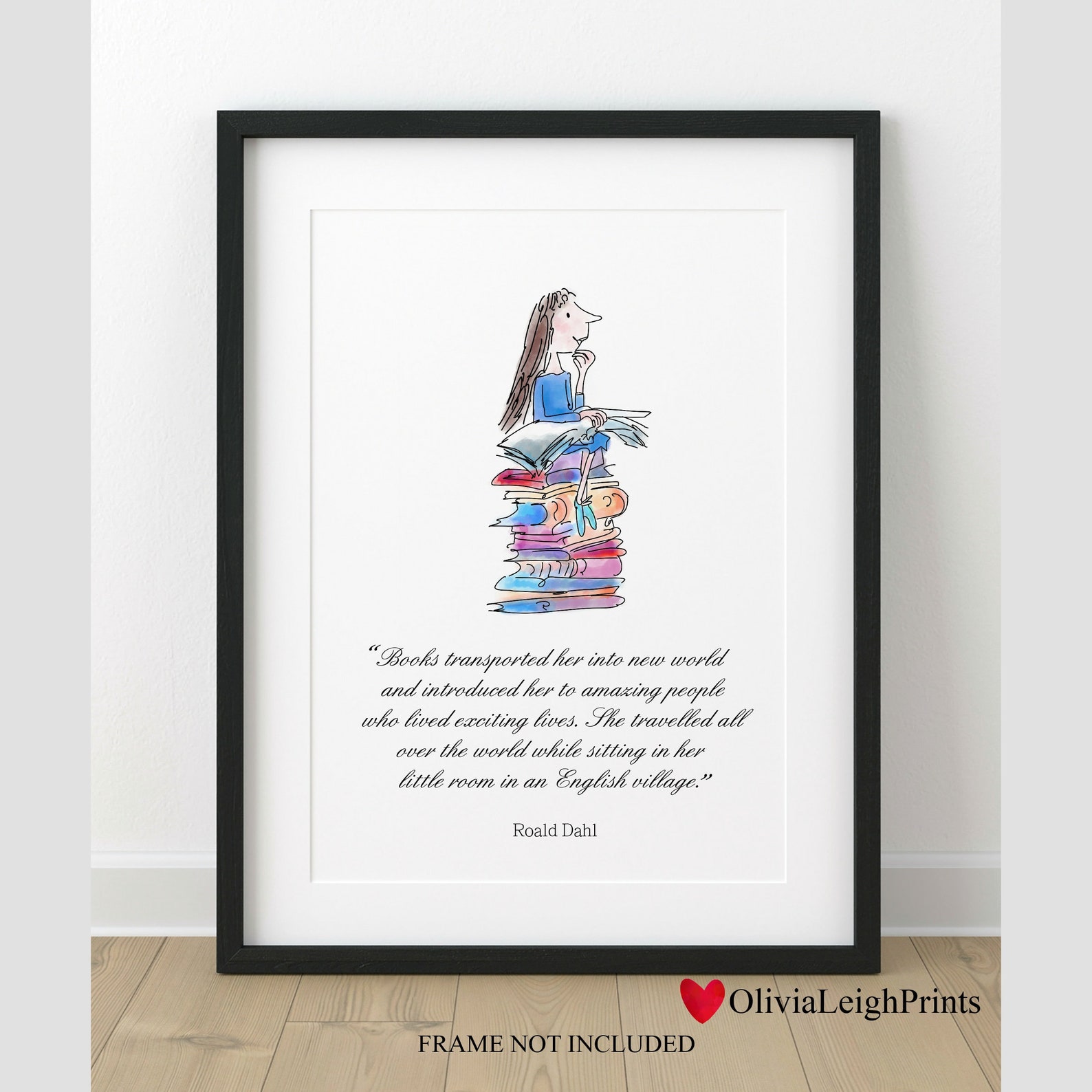 hand drawn roald dahl matilda quote wall art print etsy