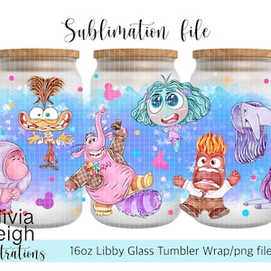Leuke emoties, binnenstebuiten sublimatie wrap png-bestand DIGITALE DOWNLOAD 16oz glazen beker ontwerp Uv-dtf afdrukbaar
