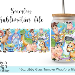 Toy story Wrap PNG File DIGITAL DOWNLOAD 16oz Glass Tumbler Design