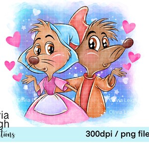 Linda princesa Cenicienta Gus ratones Clipart Sublimación Archivos PNG DESCARGA DIGITAL Imprimible