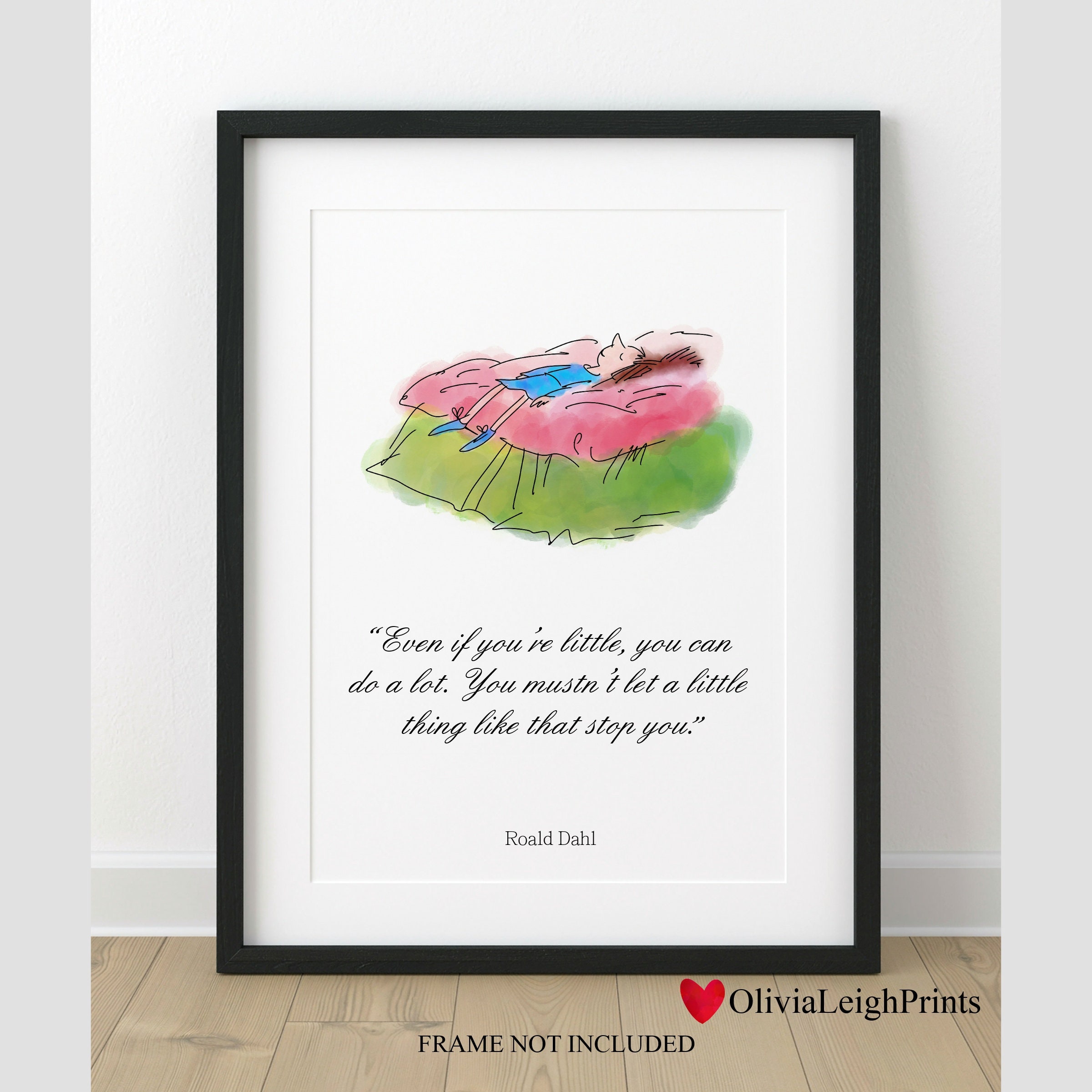 Roald Dahl Matilda handgetekend citaat kunst print aan de