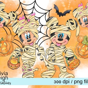 Conjunto de archivos PNG de Mickey y Minnie Mouse de Halloween DESCARGA DIGITAL Imprimible