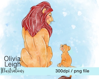 The Lion King Simba Cute Clipart PNG Files DIGITAL DOWNLOAD Commercial Use Printable