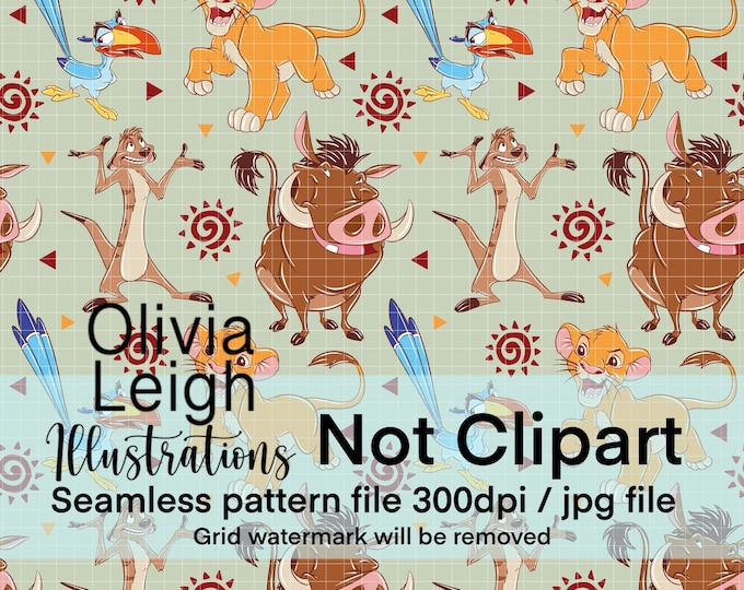 The Lion King Cute Seamless Pattern. Digital Paper. DIGITAL DOWNLOAD ...