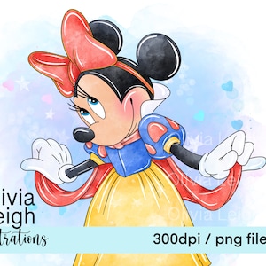 Minnie Mouse Princesa Blancanieves Lindo Clipart PNG Archivos DESCARGA DIGITAL Imprimibles