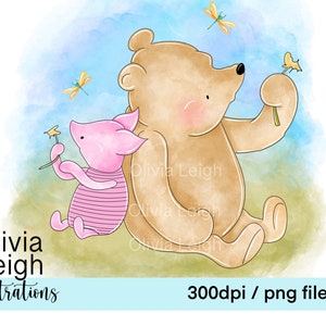 Winnie The Pooh Classic, Pooh Bear, Piglet, Cute Clipart PNG Files DIGITAL DOWNLOAD Printable