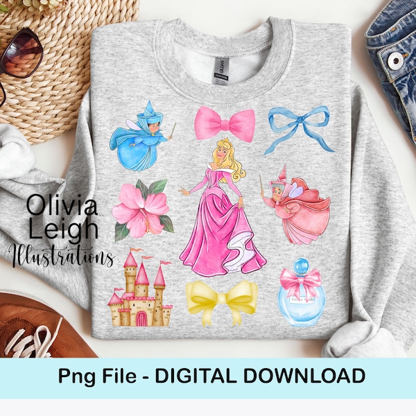 Princess Aurora Sleeping Beauty PNG Coquette Style Shirt Design File DIGITAL DOWNLOAD