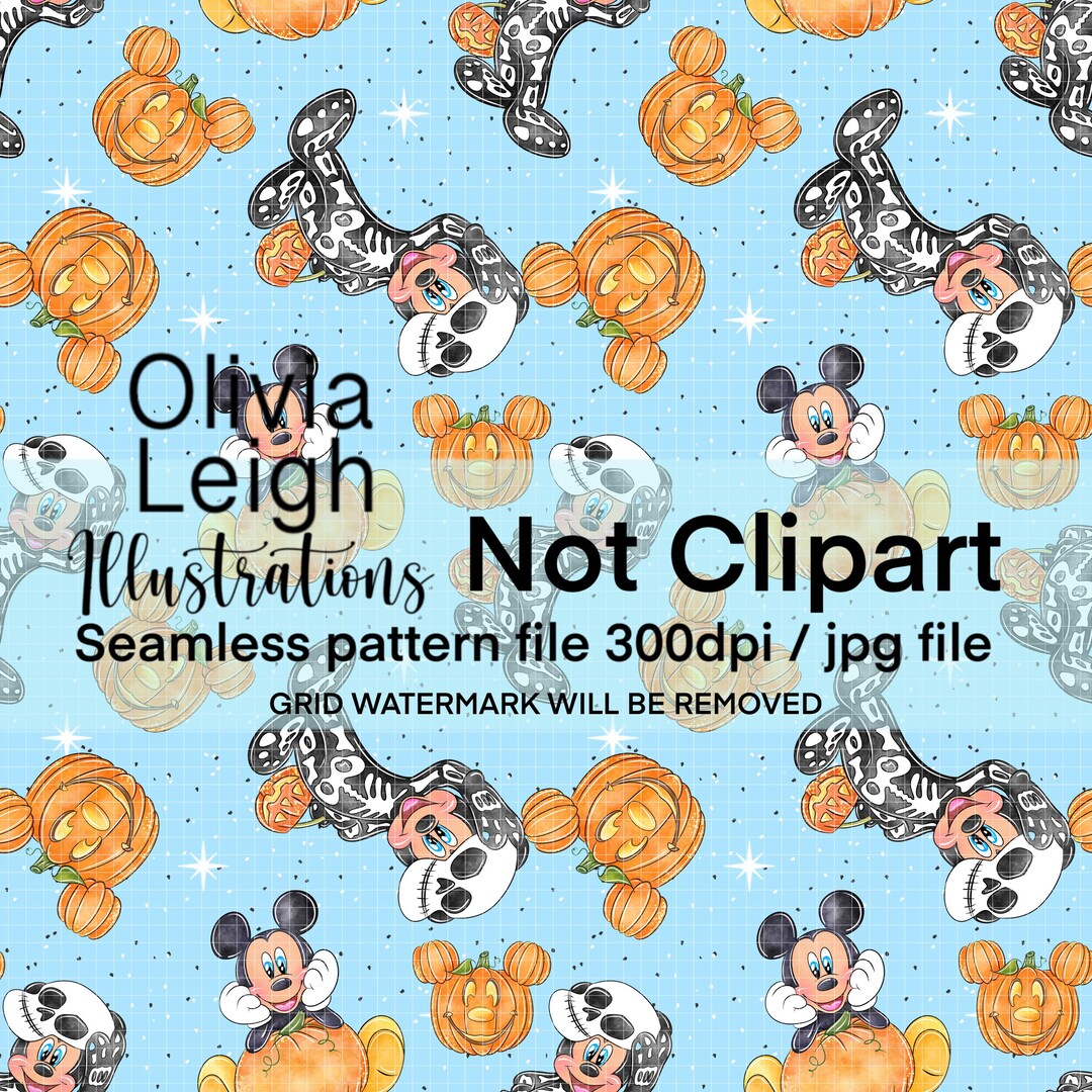 Mickey Mouse Halloween Seamless Repeat Pattern. Digital Paper. Hand ...