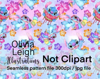 Cute Stitch And Angel Seamless Pattern. Digital Paper. DIGITAL DOWNLOAD Printable