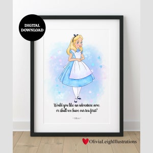 Alice In Wonderland  Word Art Quote Print-Wall Art-Gift-Nursery DIGITAL DOWNLOAD Printable