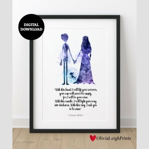 Citation aquarelle de The Corpse Bride, impression d'art mural-cadeau - TÉLÉCHARGEMENT NUMÉRIQUE imprimable