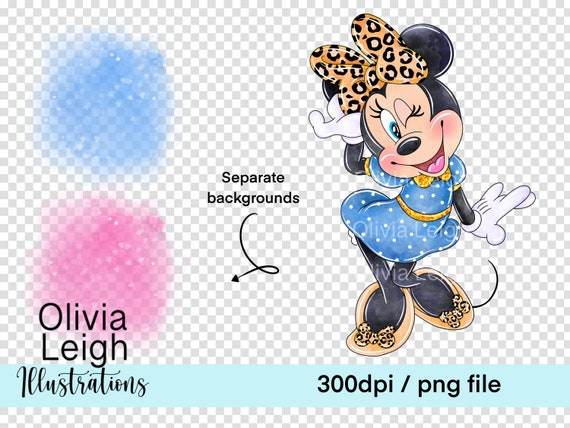 ミニーかわいいヒョウ柄クリップアートPNGファイルデジタル