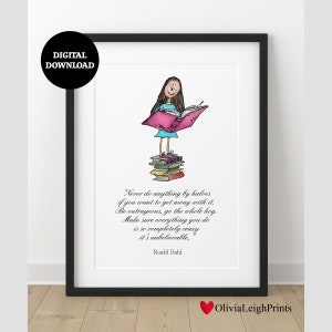 Hand Drawn Roald Dahl Wall Print Quote DIGITAL Matilda - Art Etsy Printable Hong Kong DOWNLOADS