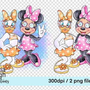 Minnie Mouse and Daisy, Summer Beach Cute Clipart PNG Files DIGITAL ...