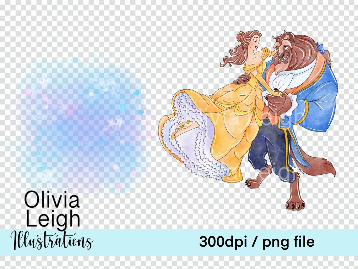 Princess Belle Beauty and the Beast Cute Clipart PNG Files DIGITAL ...
