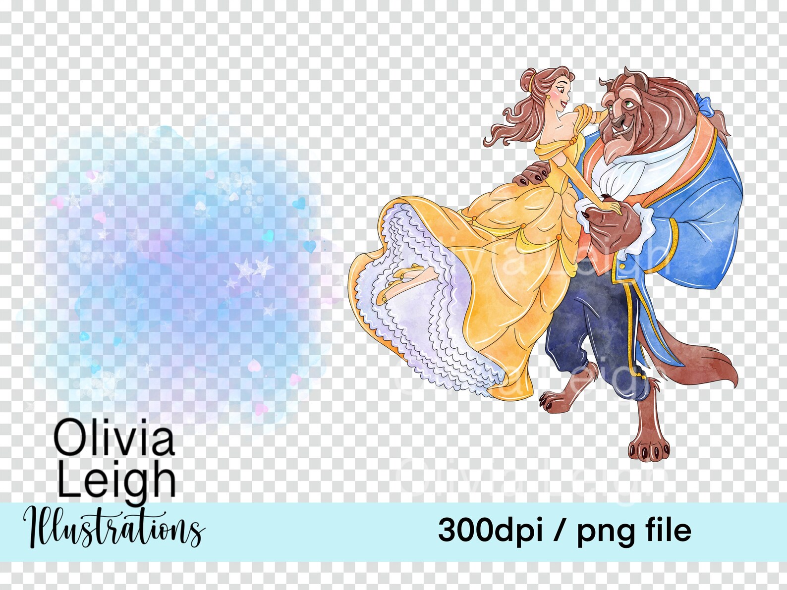 Princess Belle Beauty and the Beast Cute Clipart PNG Files DIGITAL ...