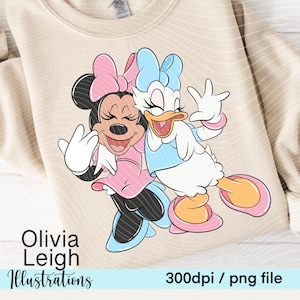 Minnie y Daisy lindas imágenes prediseñadas dibujadas a mano PNG archivos DESCARGA DIGITAL imprimibles