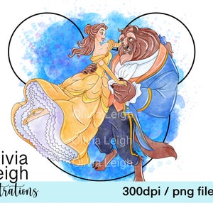 Beauty And The Beast Cute Clipart Sublimation PNG Files DIGITAL DOWNLOAD Printable