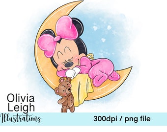 Cute Baby Minnie Mouse Clipart PNG Files DIGITAL DOWNLOAD Sublimation Printable