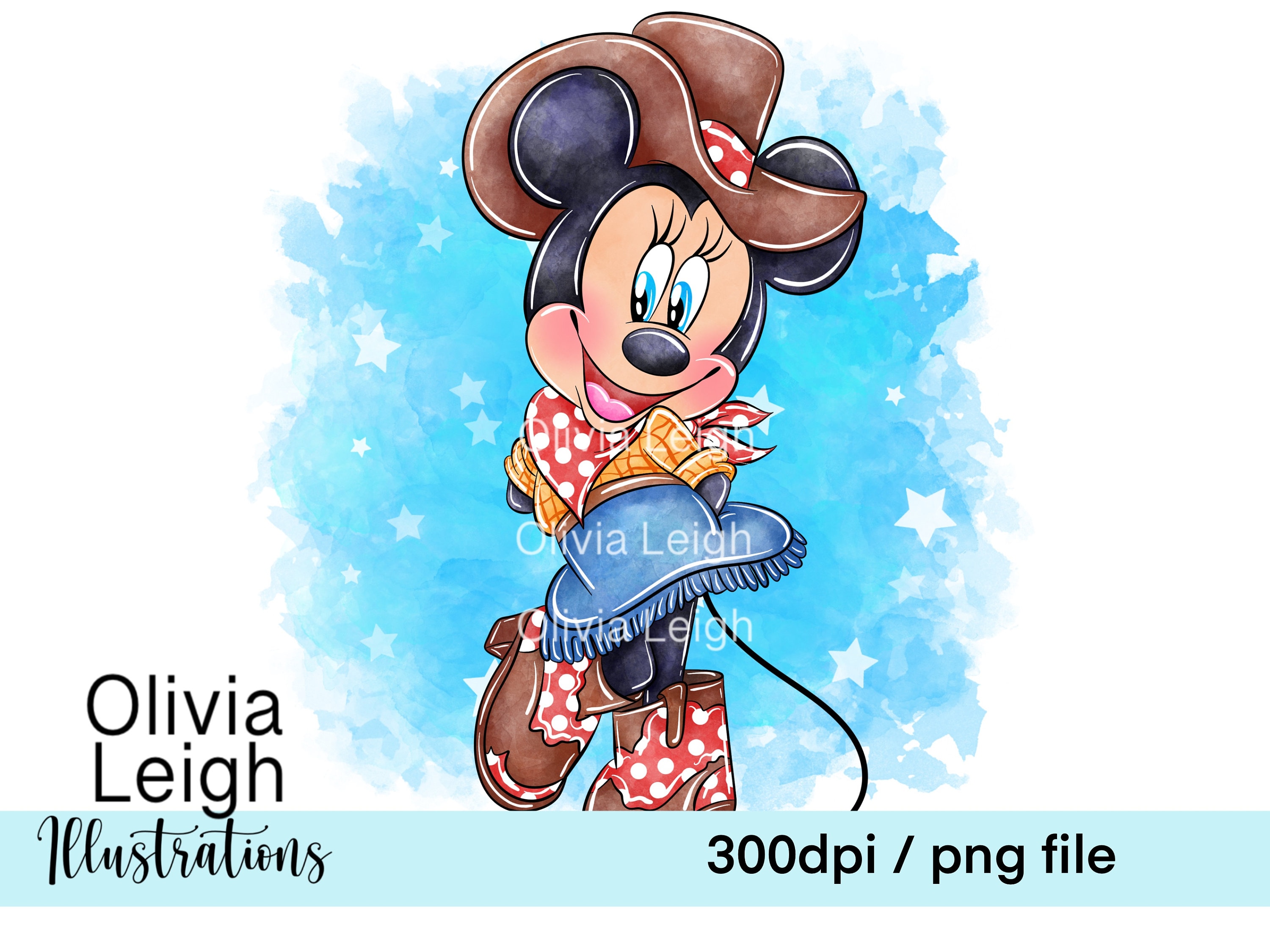 Cute Minnie Mouse Cowgirl Clipart Sublimation PNG Files DIGITAL