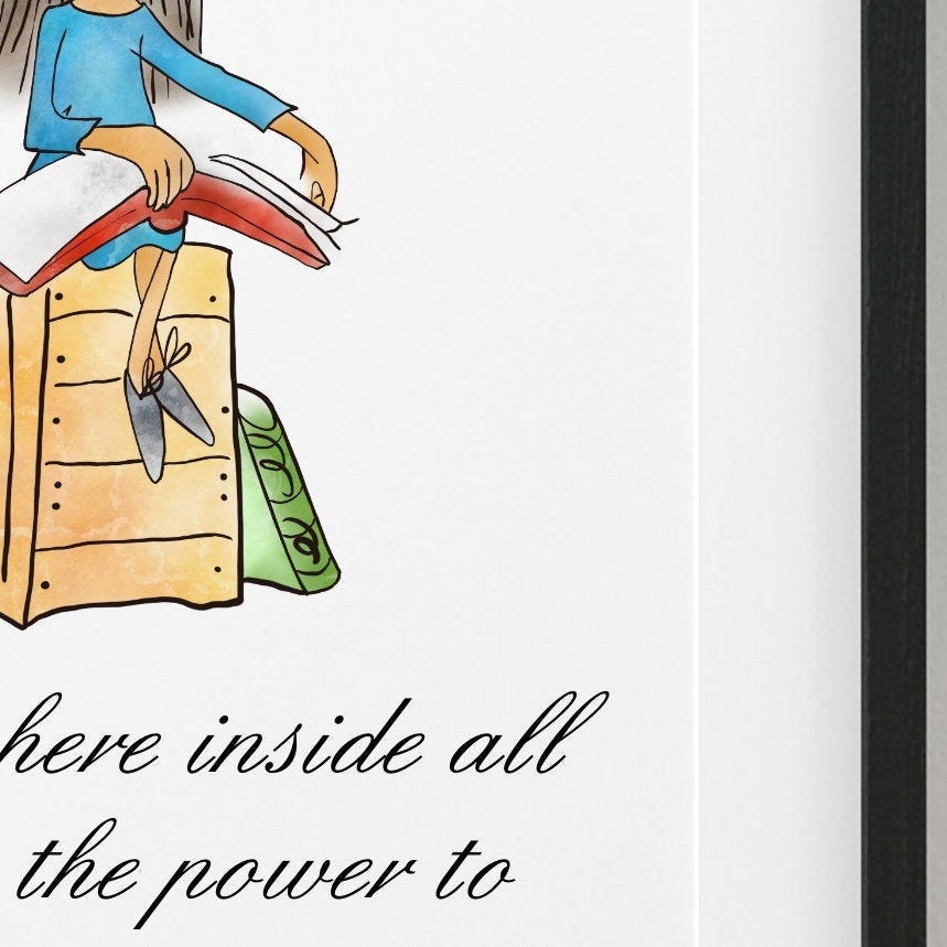 hand drawn roald dahl matilda quote wall art print etsy