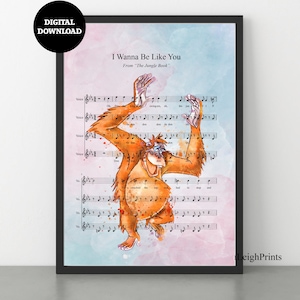 The Jungle Book King Louie Music Sheet Art Print-Wall Art-Gift-Nursery DIGITAL DOWNLOAD Printable