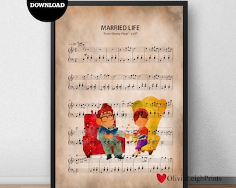 Disney Up Carl And Ellie House Music Sheet Print-Wall Art-Gift DIGITAL DOWNLOAD Printable