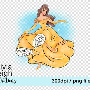 Princess Belle Beauty and the Beast Cute Clipart PNG Files DIGITAL ...