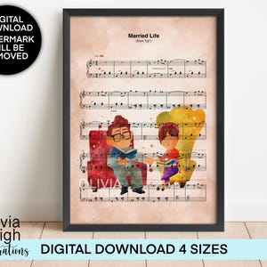 Disney Up Carl And Ellie House Music Sheet Print-Wall Art-Gift DIGITAL DOWNLOAD Printable