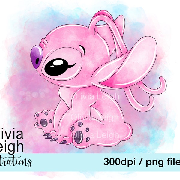 Stitch Angel Cute Clipart PNG Files DIGITAL DOWNLOAD Commercial Use Printable