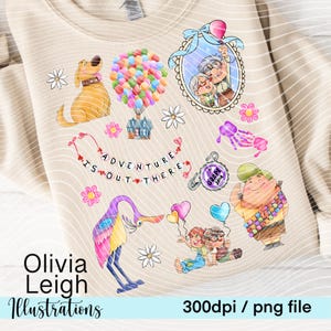 Up Carl And Ellie, PNG Frame Bow Coquette Style Shirt Design File DIGITAL DOWNLOAD