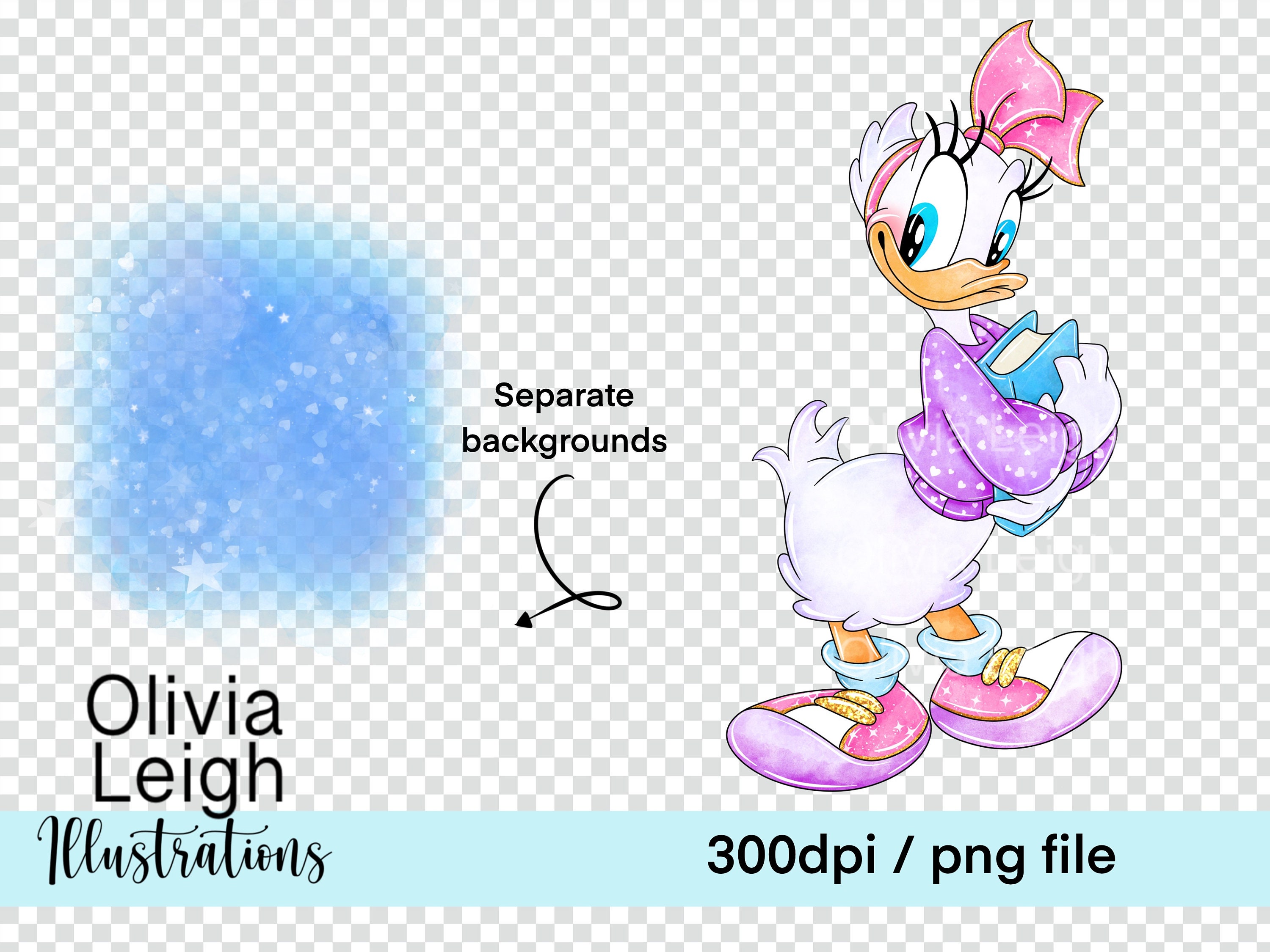 Daisy Duck Cute Clipart PNG Files DIGITAL DOWNLOAD Children's Design ...