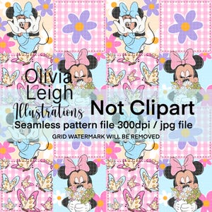 Minnie Mouse, Patchwork, Seamless Pattern. Digital Paper. DIGITAL DOWNLOAD Printable