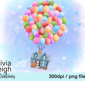 Up Balloon House Love Clipart PNG Sublimation Files DIGITAL DOWNLOAD Printable image 1