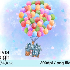 Up Balloon House Love Clipart PNG File di sublimazione DOWNLOAD DIGITALE Stampabile