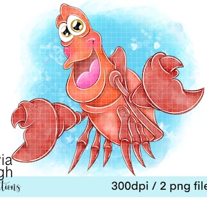 Principessa Ariel, La Sirenetta Sebastian Clipart disegnati a mano File PNG DOWNLOAD DIGITALE Stampabile