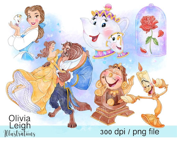 Set Von Prinzessin Belle Die Schöne Und Das Biest Niedliche.
