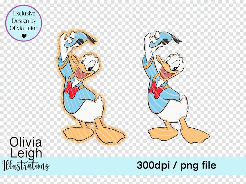 Donald Duck, Cute Glitter Clipart Sublimation Glitter PNG Files DIGITAL ...
