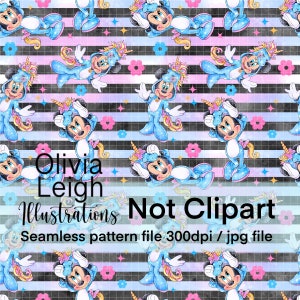 Minnie Unicorn Cute, Seamless Repeat Pattern. Digital Paper. DIGITAL DOWNLOAD Printable