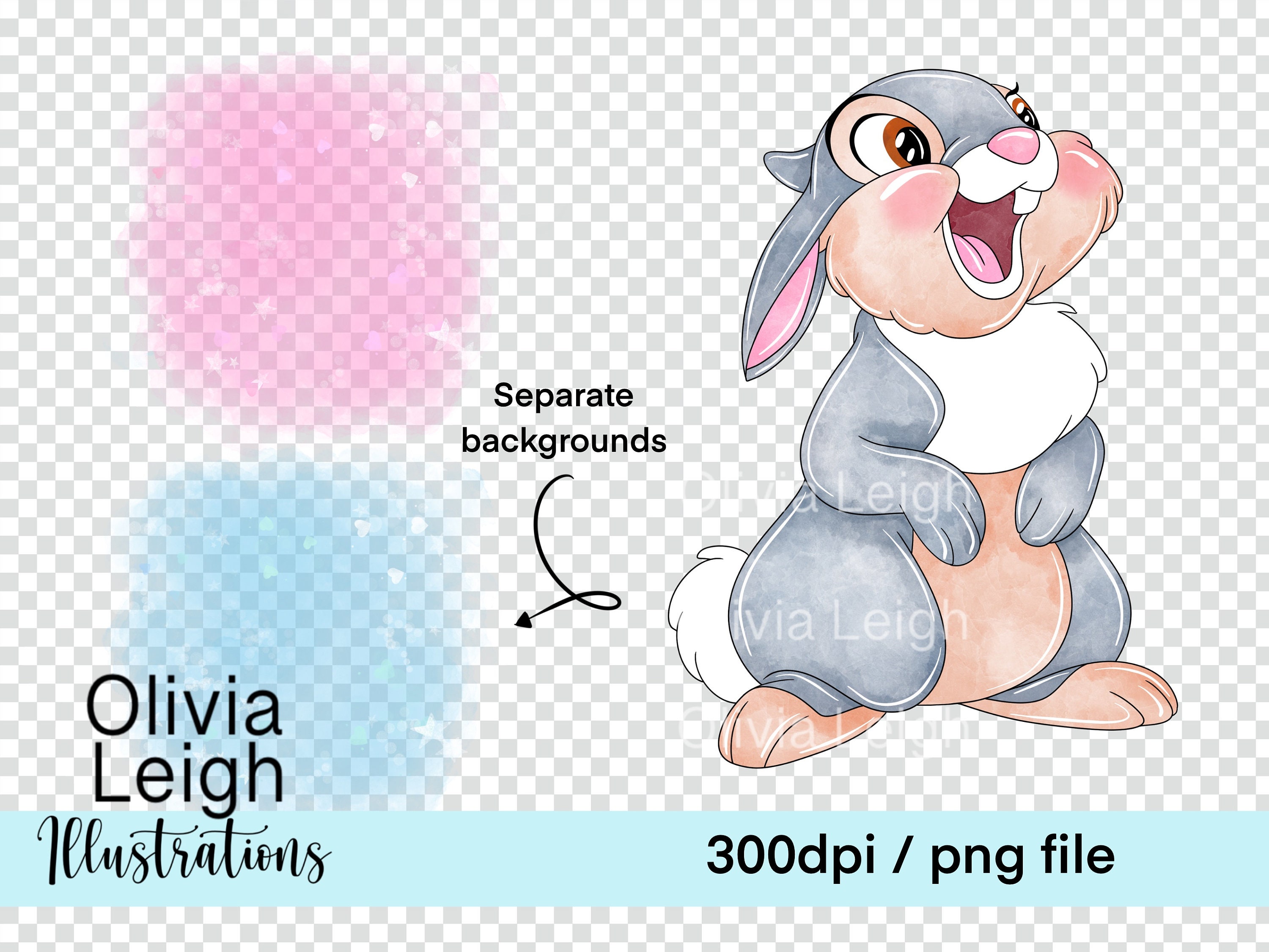 Bambi Thumper Rabbit Cute Clipart PNG Files DIGITAL DOWNLOAD Printable ...